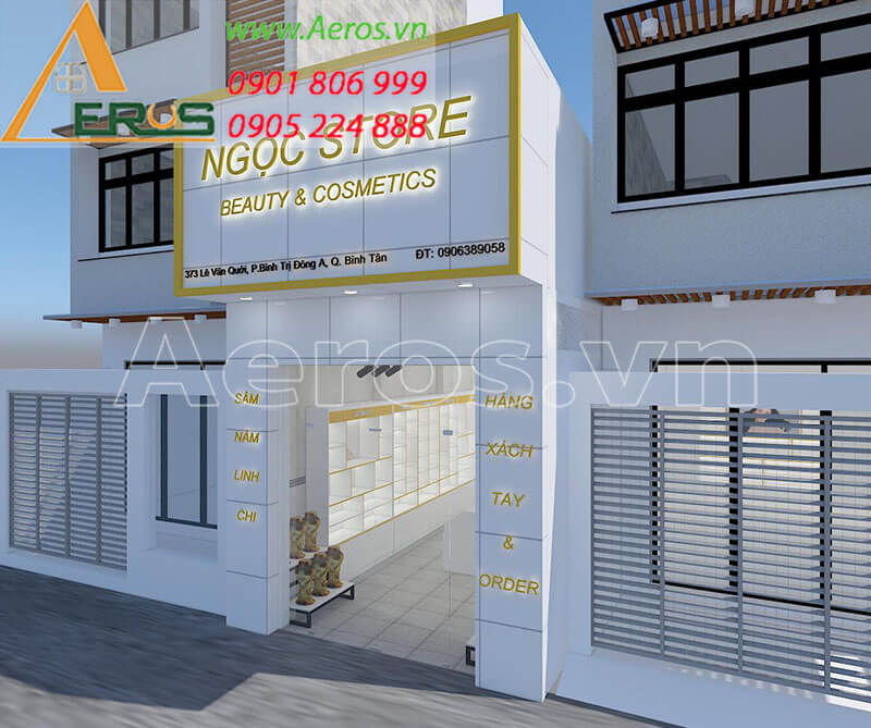 Thiết kế thi công nội thất shop mỹ phẩm Ngọc Store tại Bình Tân, TP.HCM