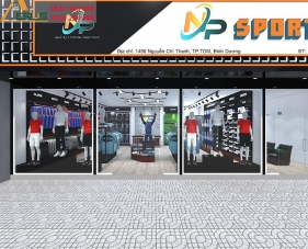 Thiết kế thi công shop thể thao NP Sport - Bình Dương