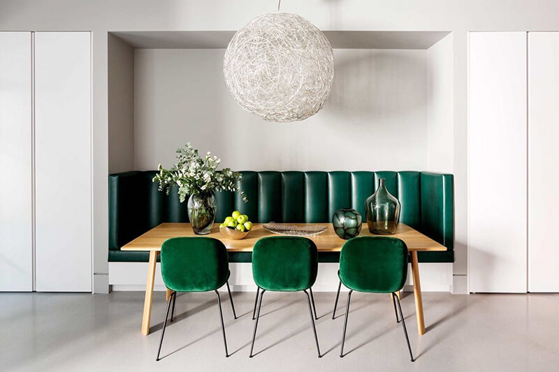 Phòng ăn màu xanh