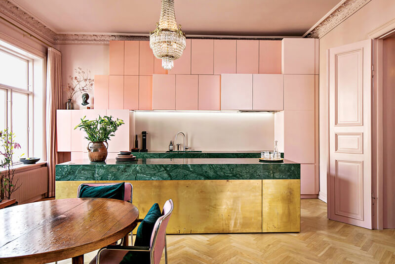 Phòng bếp màu hồng