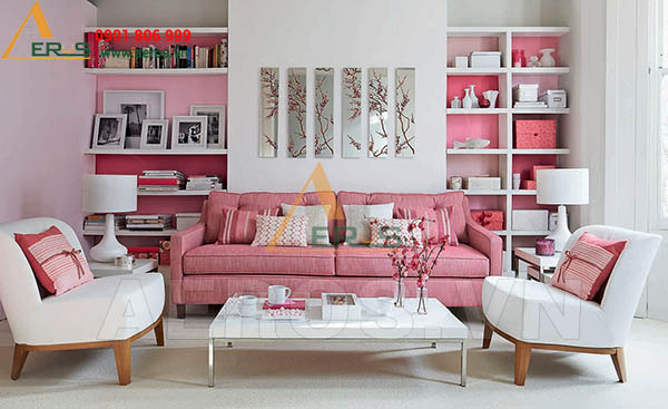 Phòng khách màu hồng