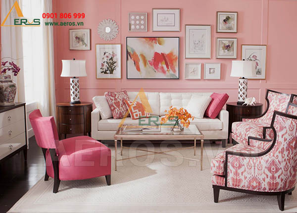 Phòng khách màu hồng