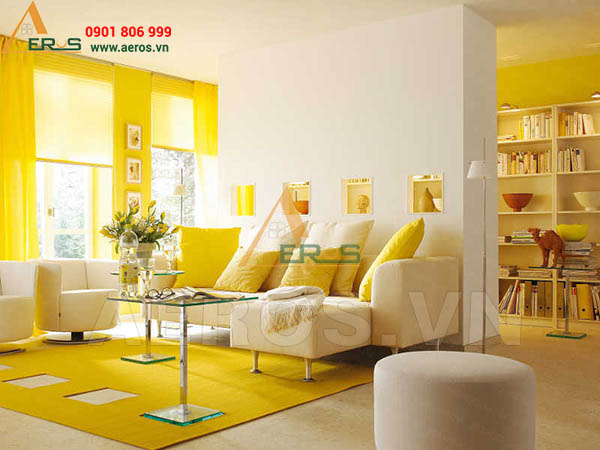 phòng khách màu vàng