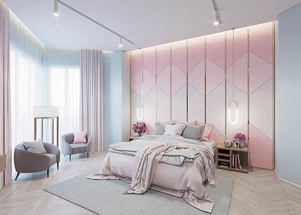Thiết kế phòng ngủ màu hồng