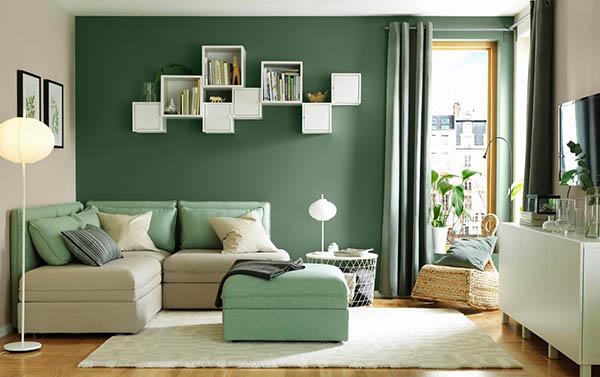 Phòng khách màu xanh lá cây