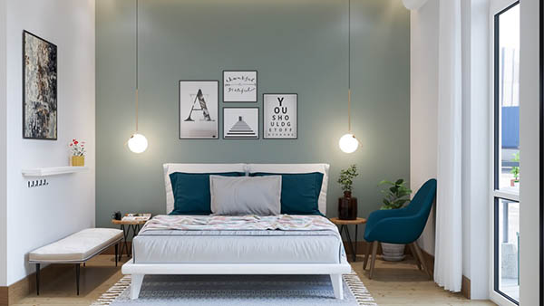 Phòng ngủ màu xanh lá cây