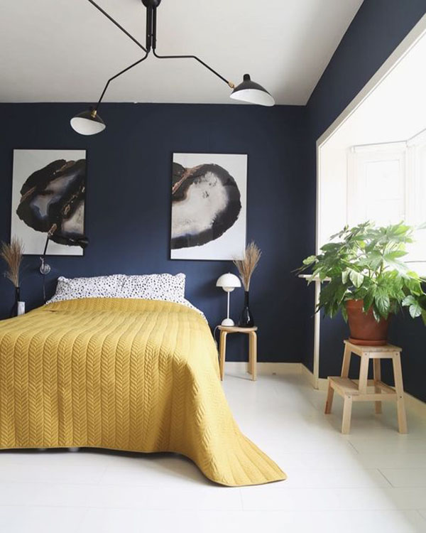 Thiết kế phòng ngủ màu xanh navy