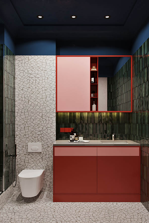 Phòng tắm màu đỏ