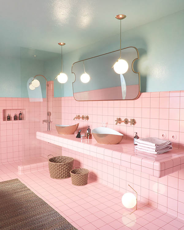 40 Gợi ý thiết kế phòng tắm màu hồng đẹp mê mẩn