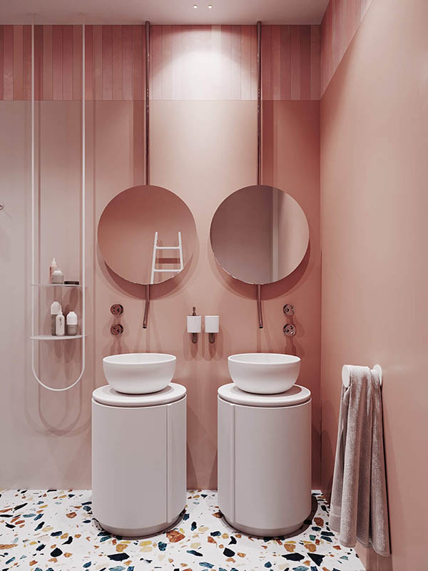 40 Gợi ý thiết kế phòng tắm màu hồng đẹp mê mẩn
