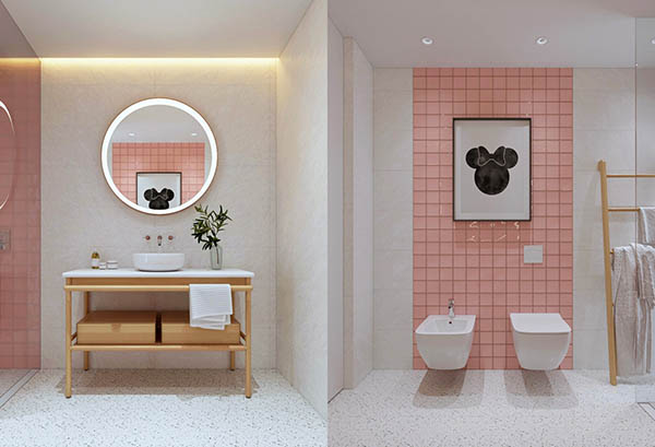 Phòng tắm màu hồng