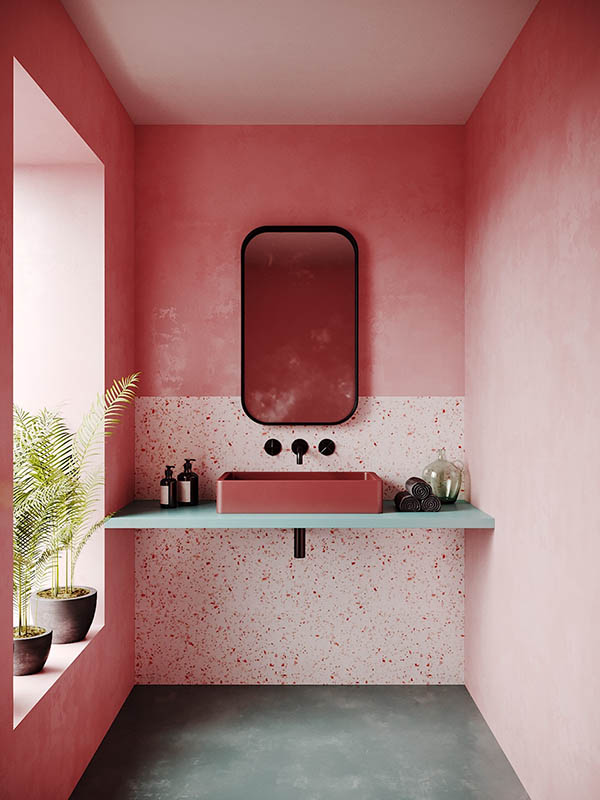 Phòng tắm màu hồng