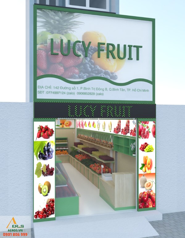 Thiết kế - thi công shop trái cây Lucy Fruit của anh Hiển