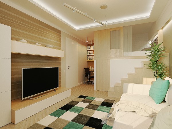 thiết kế căn hộ 30m2 2 phòng ngủ