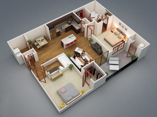 Thiết kế chung cư 2 phòng ngủ đa dạng và phong phú