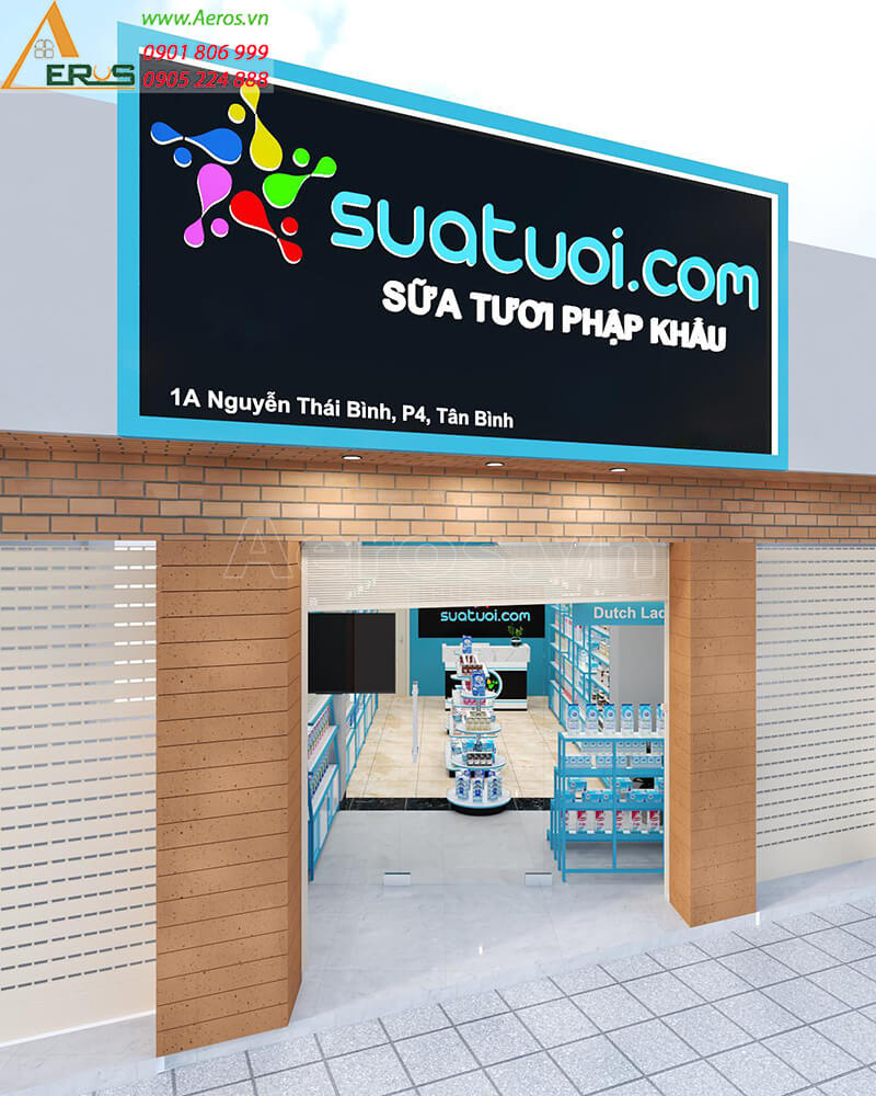 Thiết kế thi công nội thất shop sữa tươi của anh Tài tại quận Tân Bình