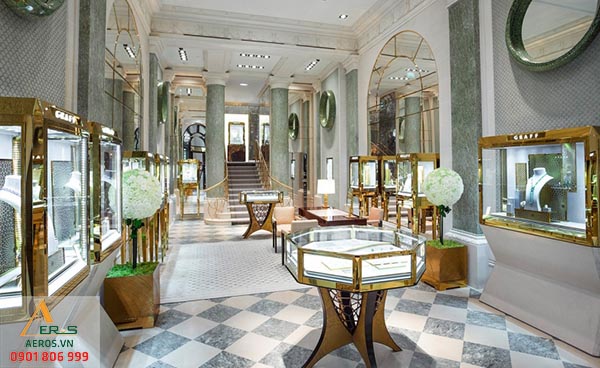 Mẫu thiết kế cửa hàng vàng bạc hiện đại và sang trọng