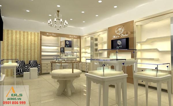 Mẫu thiết kế cửa hàng vàng bạc hiện đại và sang trọng