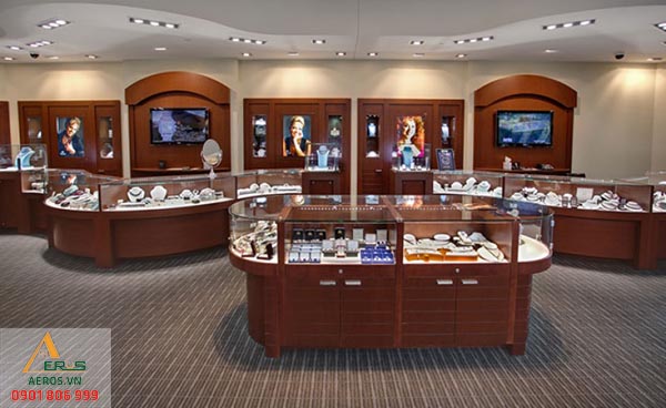 Mẫu thiết kế cửa hàng vàng bạc hiện đại và sang trọng