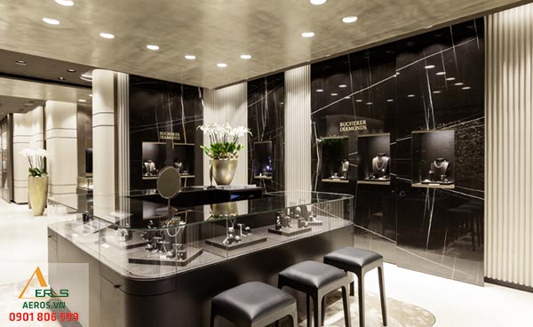 Mẫu thiết kế cửa hàng vàng bạc hiện đại và sang trọng