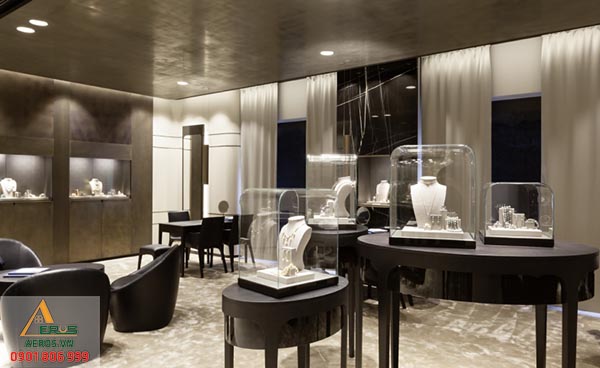 Mẫu thiết kế cửa hàng vàng bạc hiện đại và sang trọng