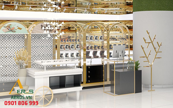 Thiết kế thi công nội thất gian hàng trang sức tại trung tâm thương mại Giga Mall của chị Huyên