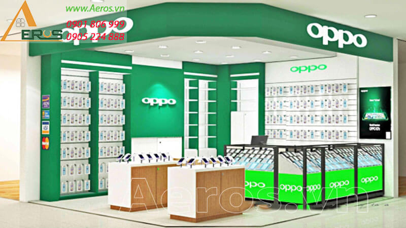 Hình ảnh thiết kế thi công cửa hàng điện thoại OPPO