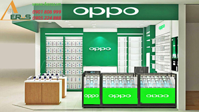 Hình ảnh thiết kế thi công cửa hàng điện thoại OPPO