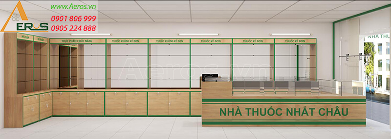 Thiết kế nội thất nhà thuốc tây Nhất Châu của anh Hà tại quận 5, TP.HCM