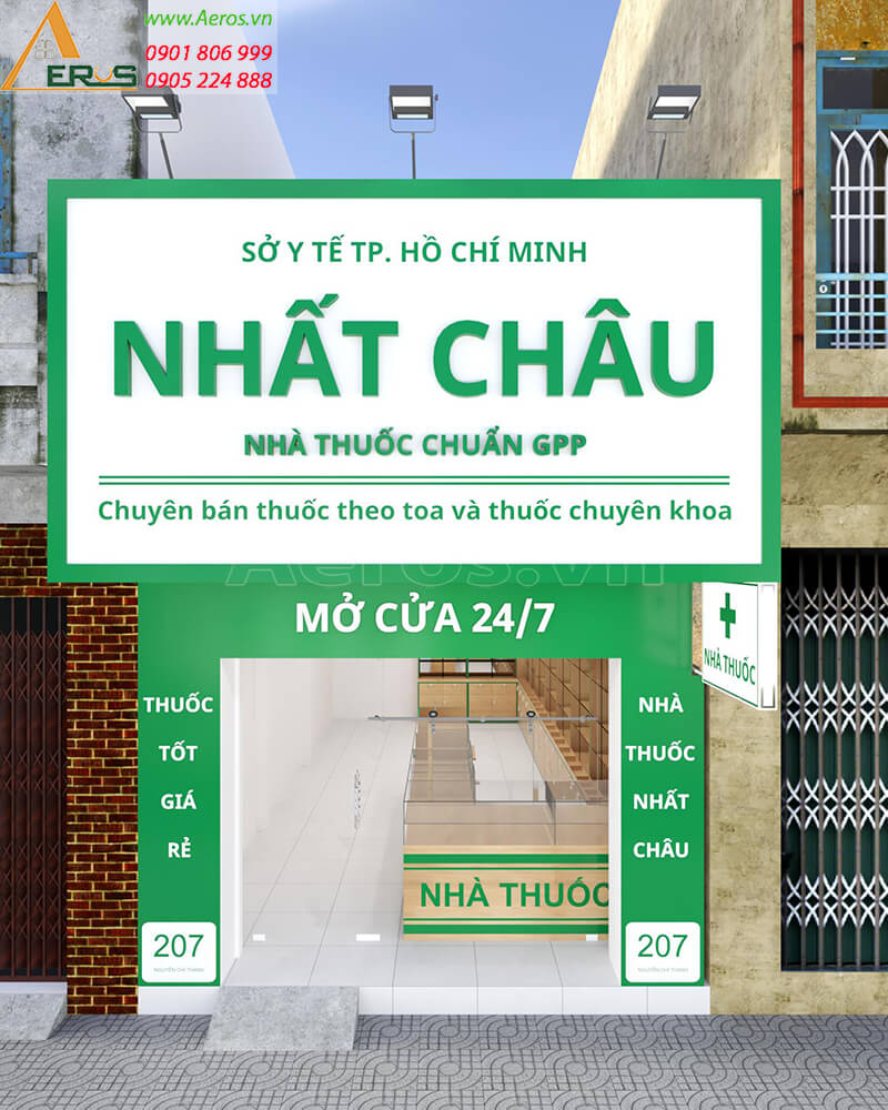 Thiết kế thi công nhà thuốc Nhất Châu của anh Hà tại quận 5, TP.HCM