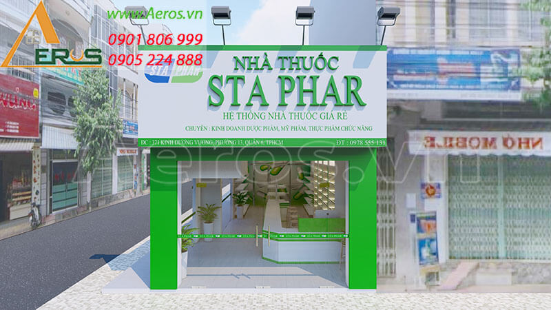 Thiết kế nội thất nhà thuốc Sta Phar
