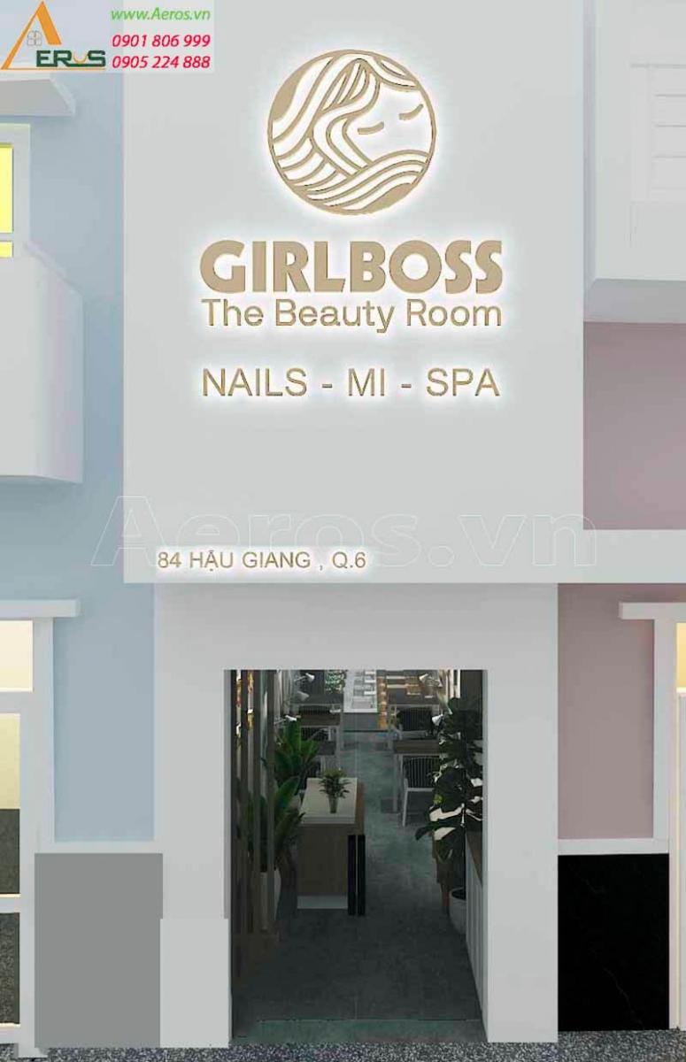 Hình ảnh thiết kế thi công tiệm móng Girlboss