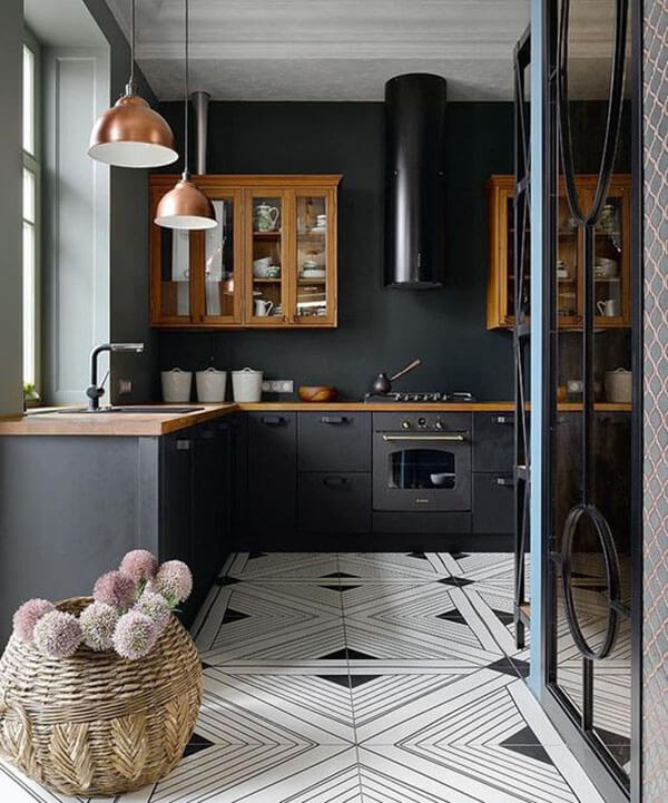 Thiết kế phòng bếp màu đen