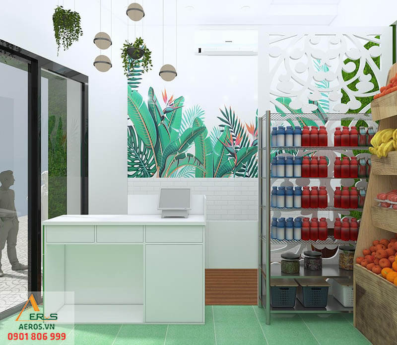 Thiết kế thi công nội thất quán sinh tố Green F, quận Tân Bình