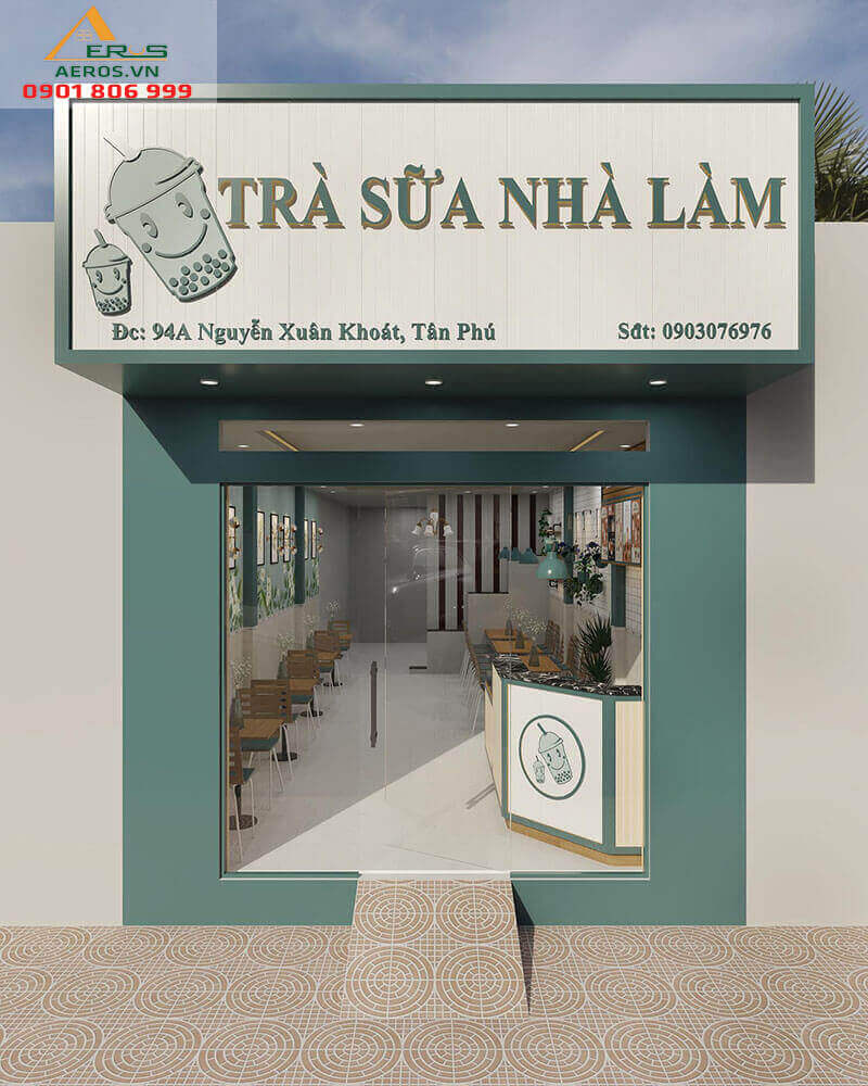 Thiết kế quán trà sữa nhà làm của chị Loan, quận Tân Phú