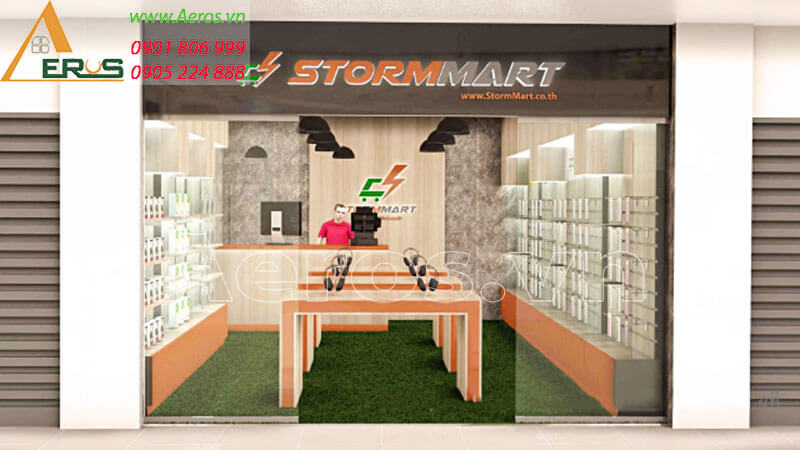 Hình ảnh thiết kế thi công shop điện thoại StormMart