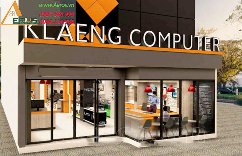 Hình ảnh thiết kế thi công cửa hàng điện thoại Laengcomputer