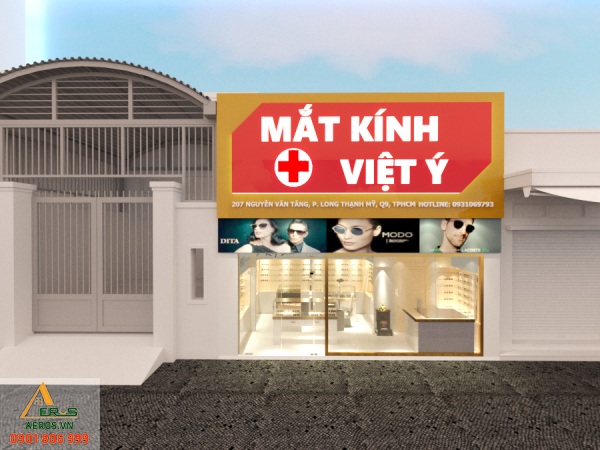 Thi công shop mắt kính Việt Ý của anh Việt