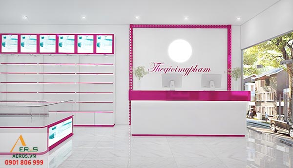 Thiết kế nội thất cửa hàng Thegioimypham của anh Phước tại Bình Dương