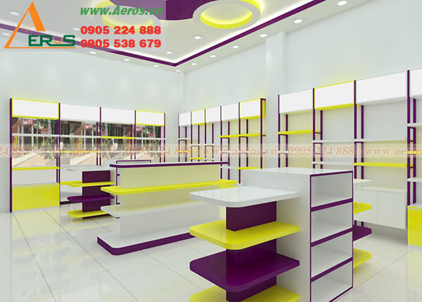 Hình ảnh thiết kế thi công nội thất cửa hàng mỹ phẩm Dạ Thảo