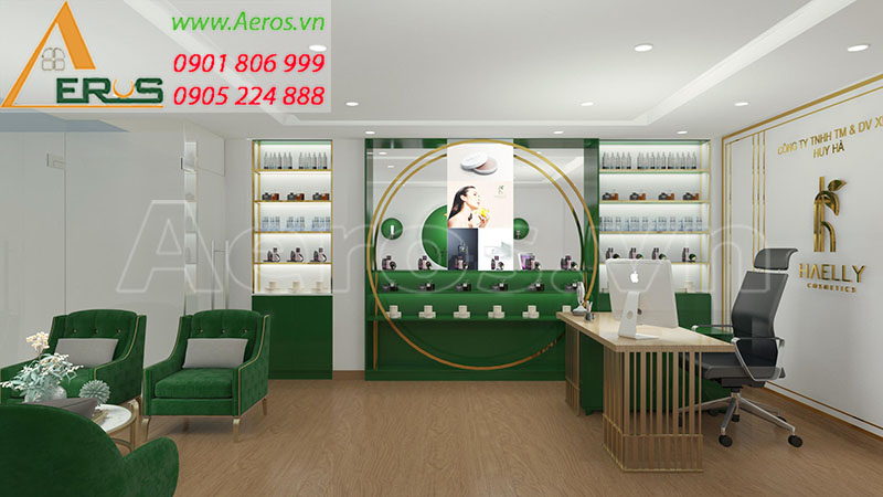 Thiết kế shop mỹ phẩm Haelly Cosmetics của chị Hà tại quận Tân Phú, TP.HCM