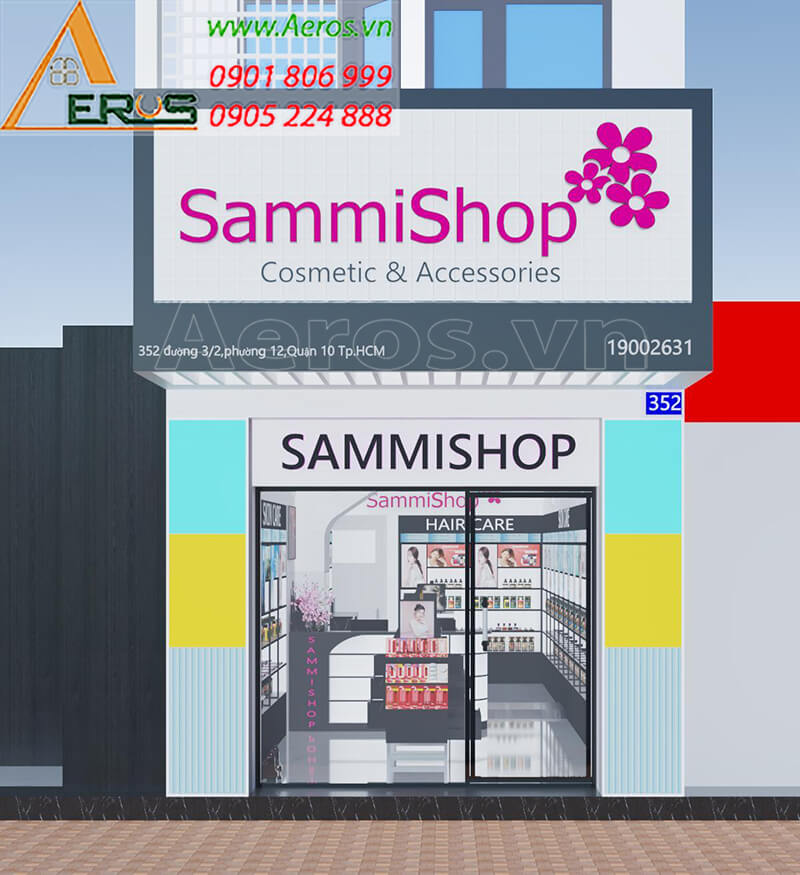 Thiết kế nội thất cửa hàng mỹ phẩm SammiShop tại quận 10