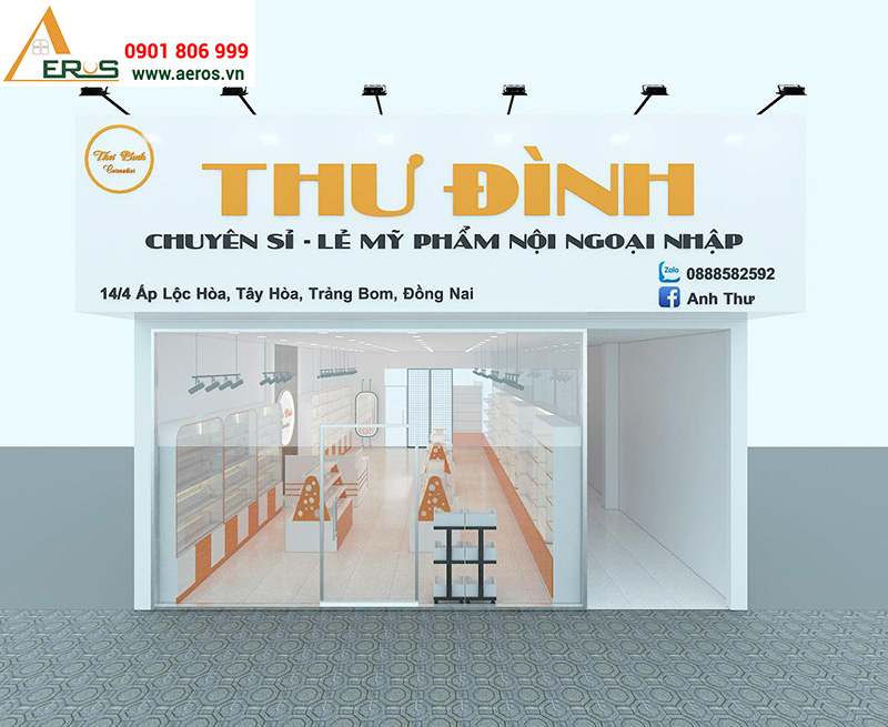 Thiết kế nội thất shop mỹ phẩm Thư Đình tại Đồng Nai