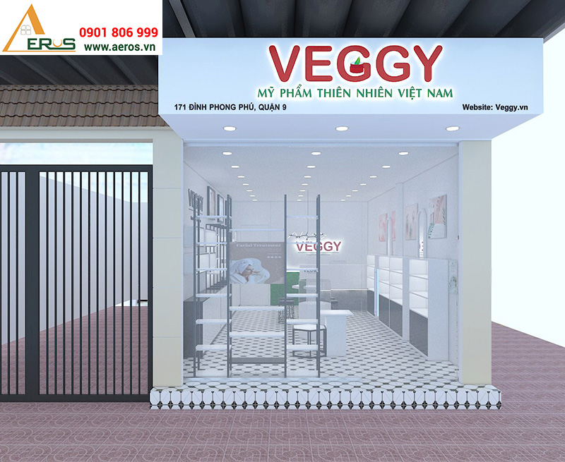 Thiết kế nội thất shop mỹ phẩm VEGGY tại quận 9