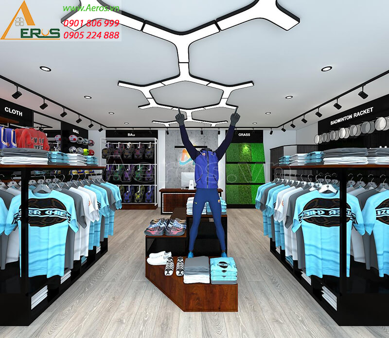 Thiết kế nội thất shop thể thao NP Sport của chị Ngọc tại Bình Dương