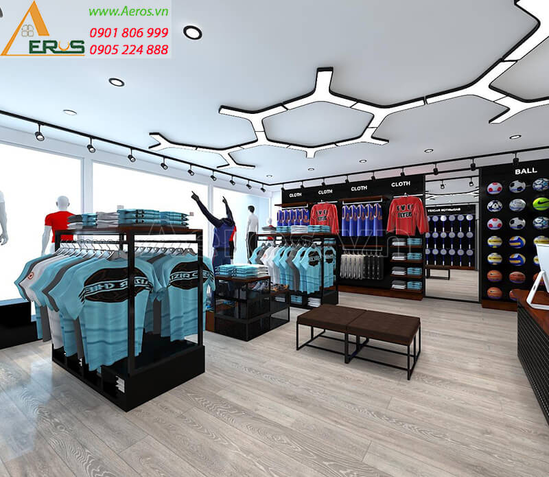 Thiết kế nội thất shop thể thao NP Sport của chị Ngọc tại Bình Dương